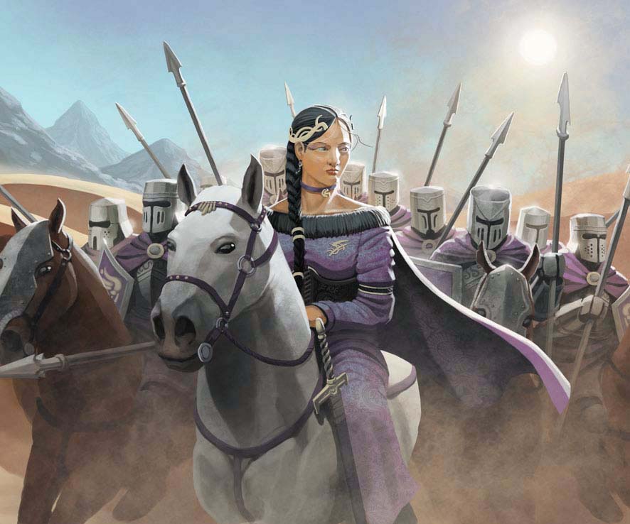 Nymeria Sand, uma das Serptens de Areia, as filhas bastardas de Oberyn Martell. Lady Nym's Guard, por Aurelien Hubert © Fantasy Flight Games.