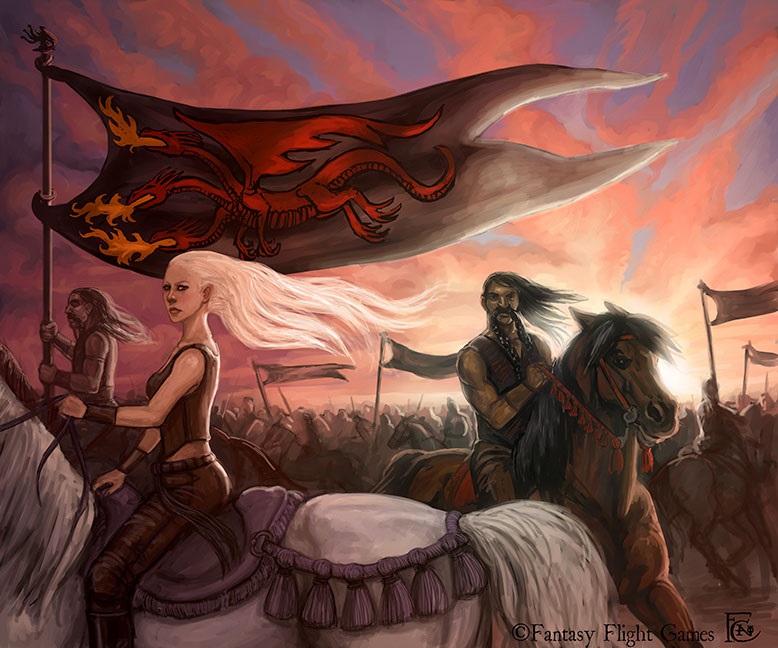Daenerys Targaryen lidera uma horda de dothraki