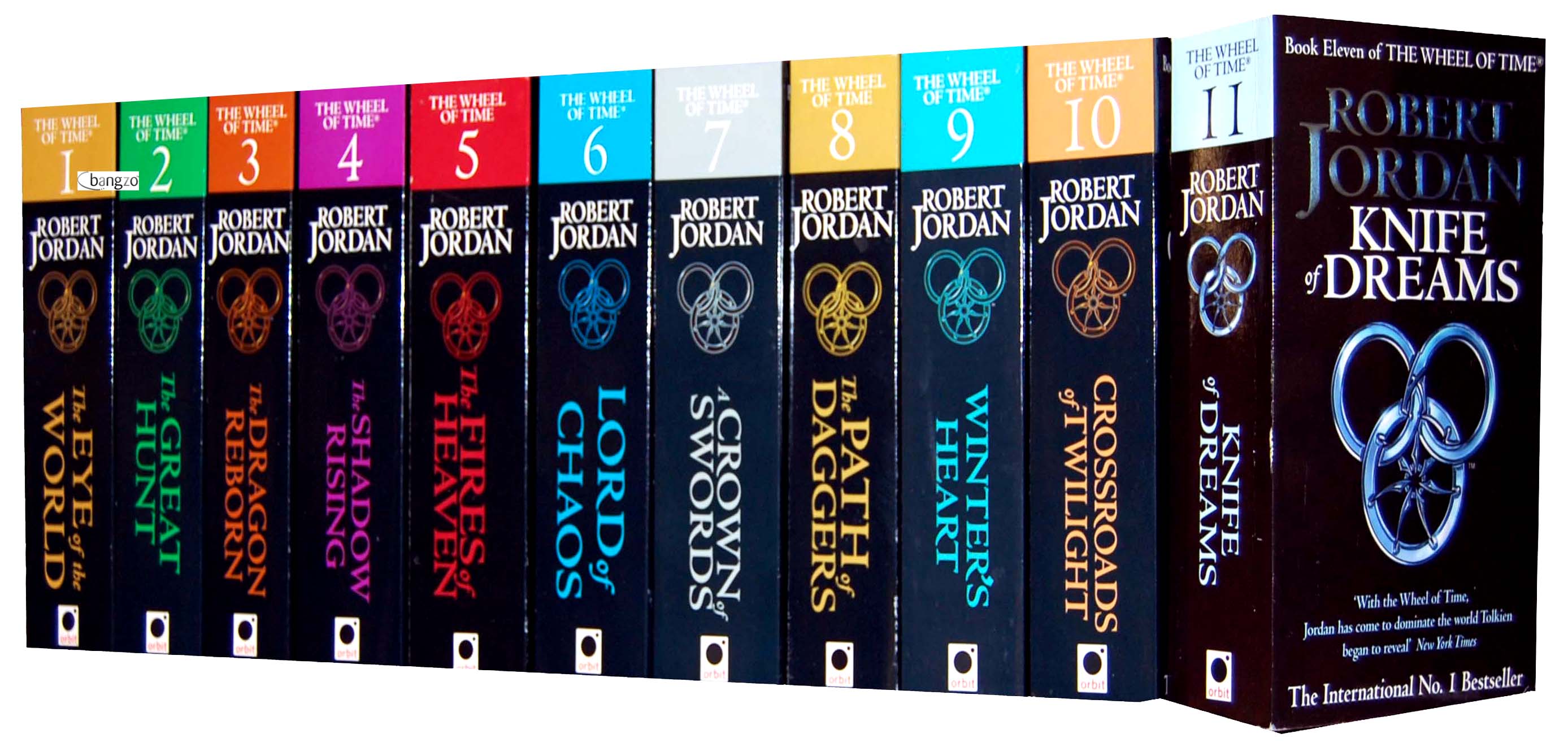 Os 11 primeiros livros da série, escritos por Robert Jordan.